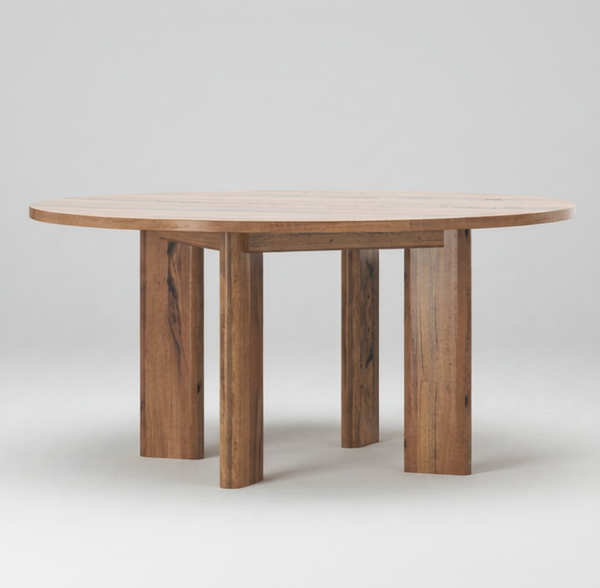 Wooden dining table with a white background