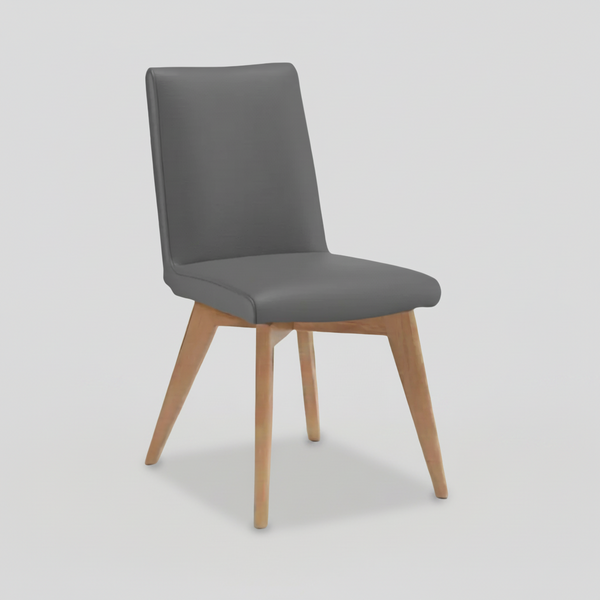 Marsden leather dining chair natural wood grey leather