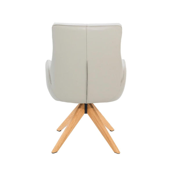 Monti Swivel Dining Chair Beige Leather Natural Oak Base Back