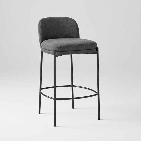 Moritz : Bar Stool Charcoal Fabric