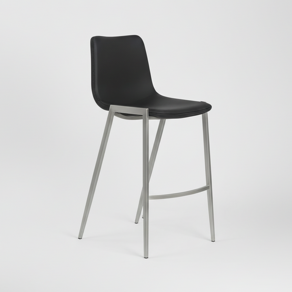 Nadia : Bar Stool Stainless Steel frame Black Seat