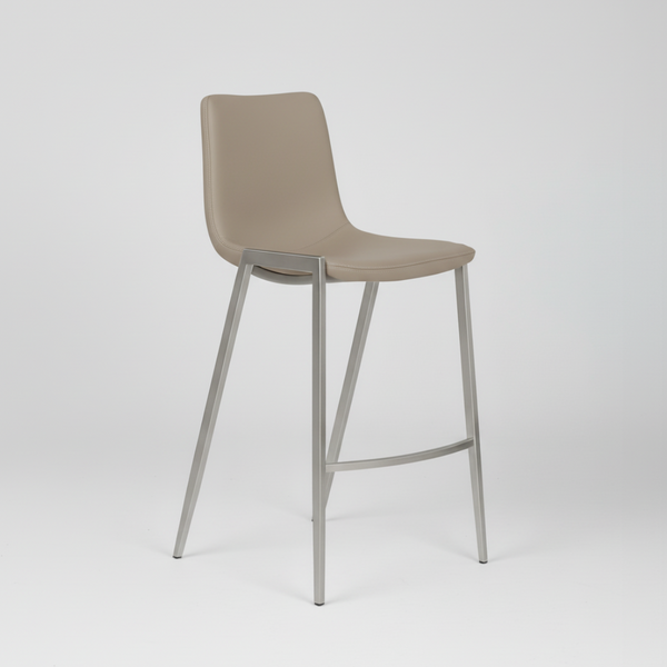 Nadia : Bar Stool Stainless Steel frame Taupe Seat
