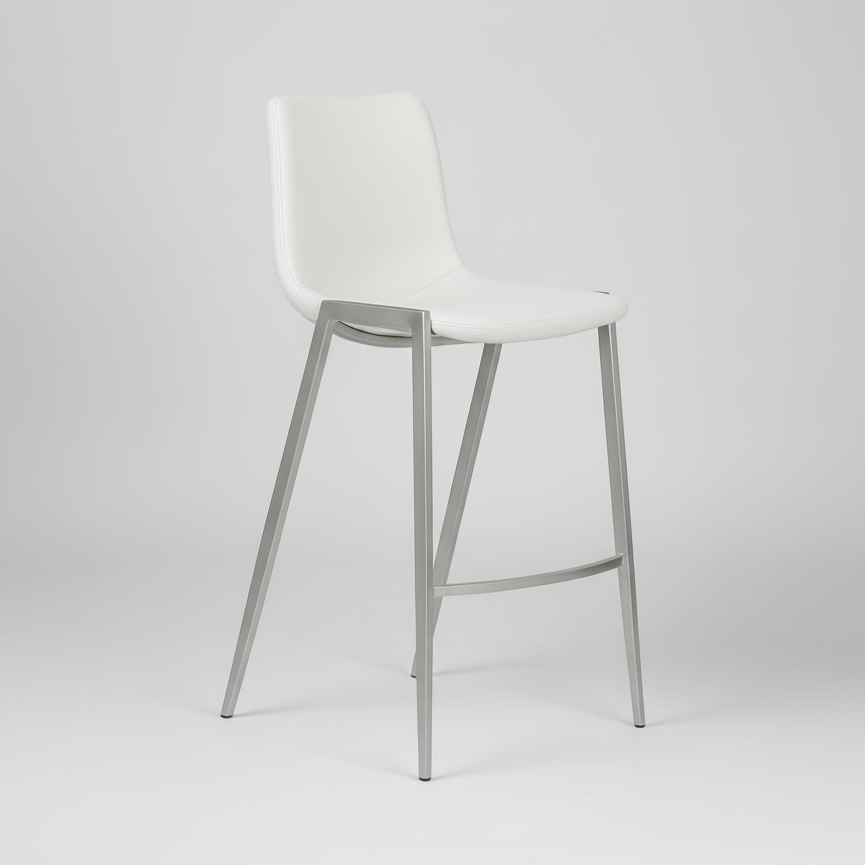 Nadia : Bar Stool Stainless Steel frame White Seat