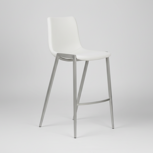 Nadia : Bar Stool Stainless Steel frame White Seat