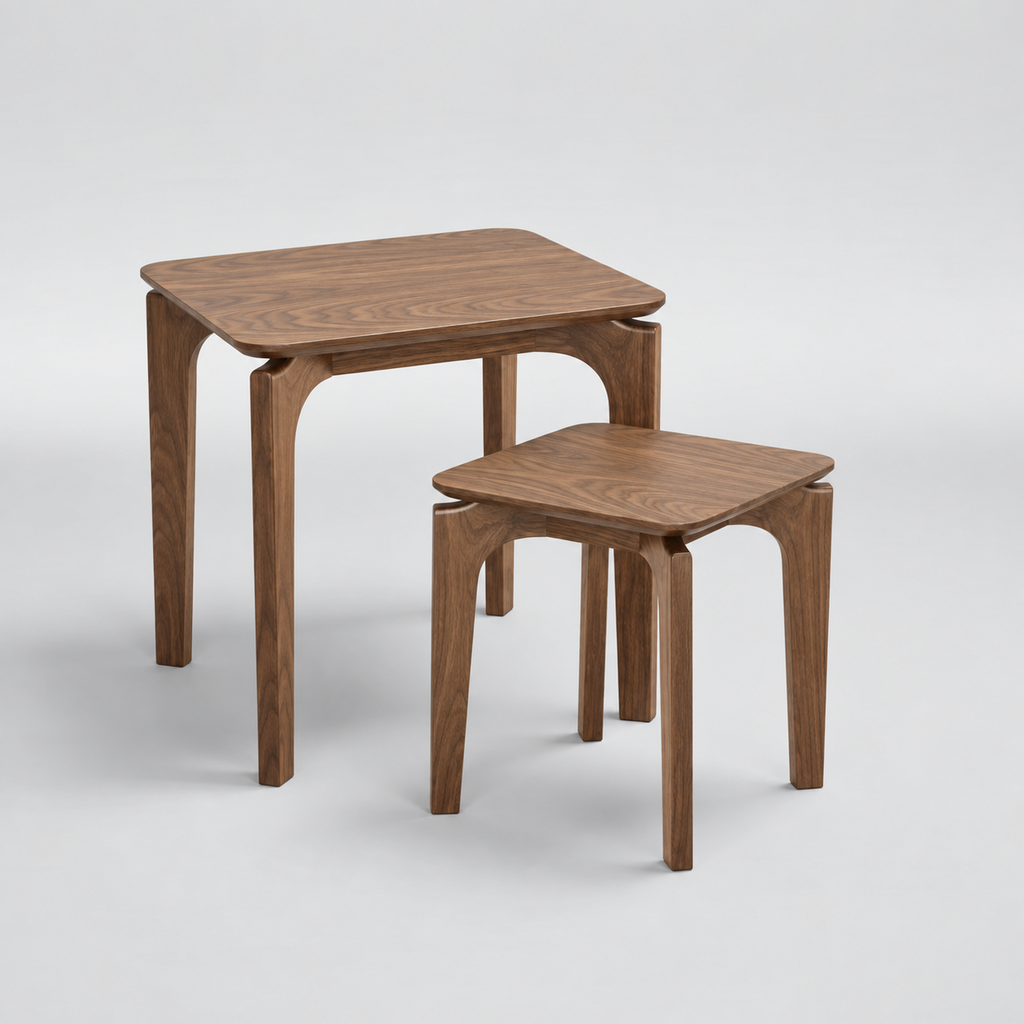 Nordic : Nest of 2 Coffee Tables | Light Walnut
