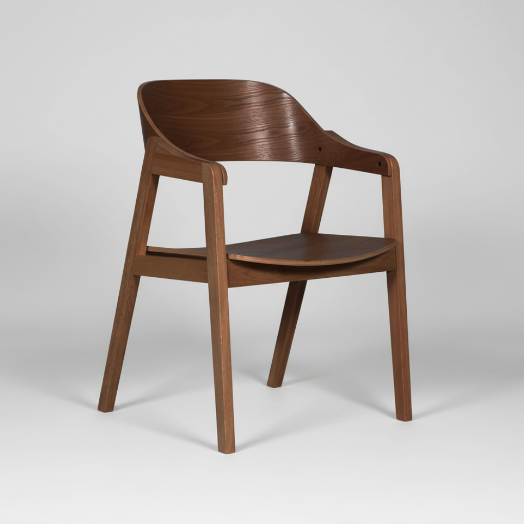 Norway : Dining Chair Solid Seat Light Walnut