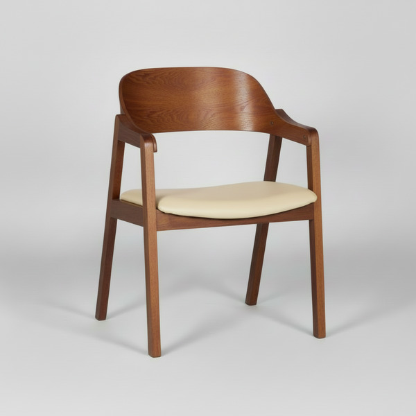 Norway : Dining Chair Upholstered Seat Light Walnut