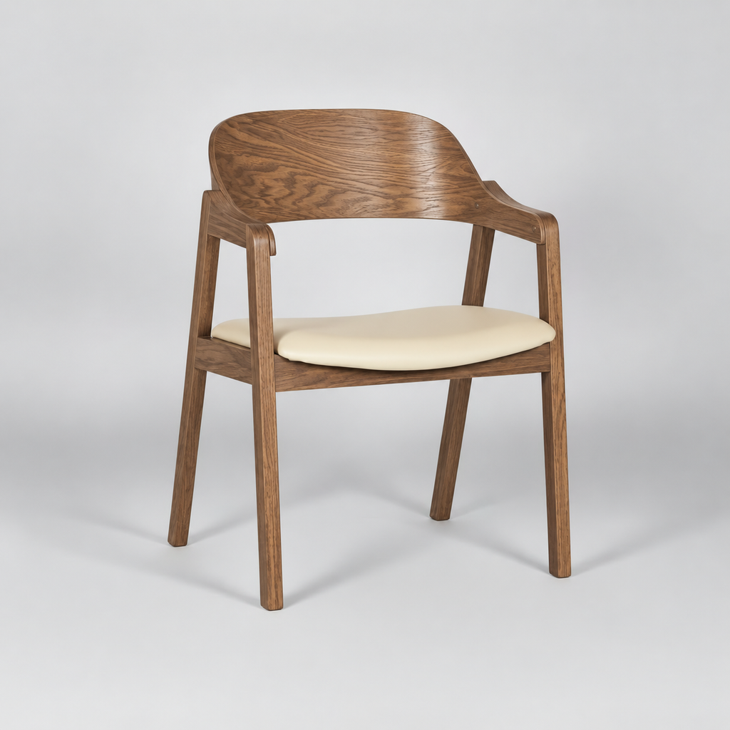 Norway : Dining Chair Upholstered Seat Light Walnut