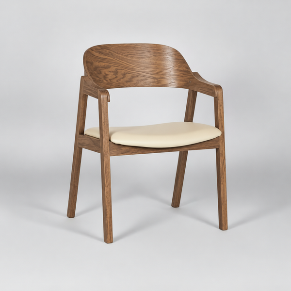 Norway : Dining Chair Upholstered Seat Light Walnut