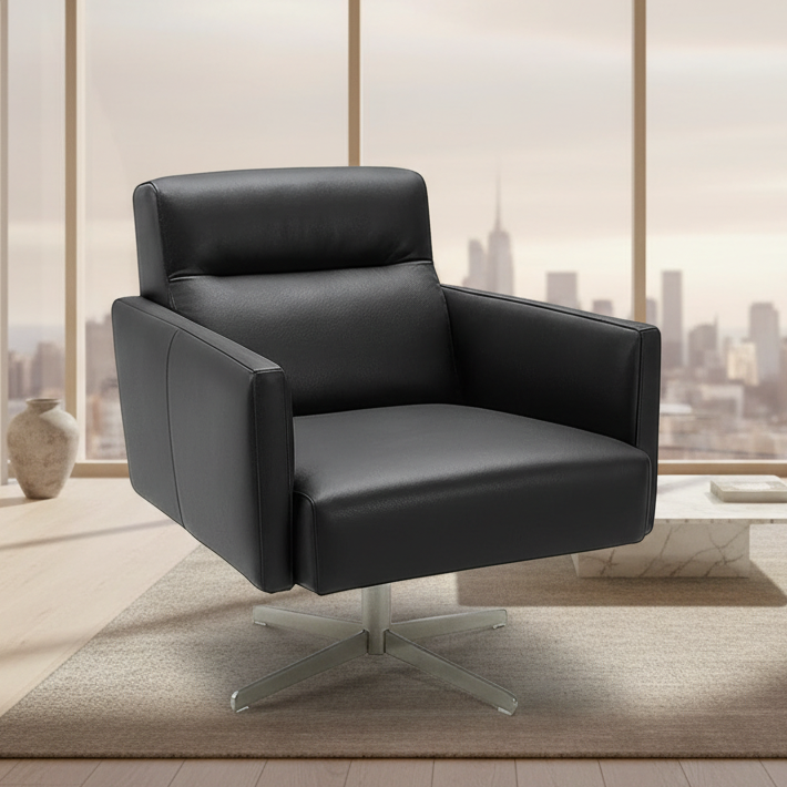 Octal : Swivel Leather Accent Chair | Arm Chair