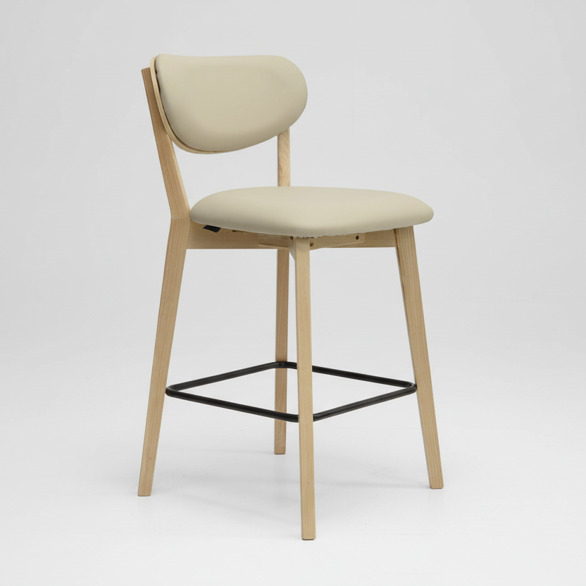 Oliver : Bar Stool Ash Frame Clay Leather