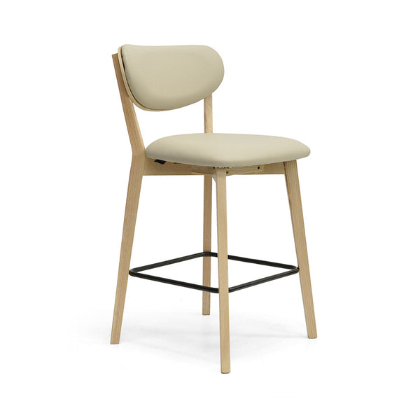 Oliver : Bar Stool Ash Frame Mouton Leather