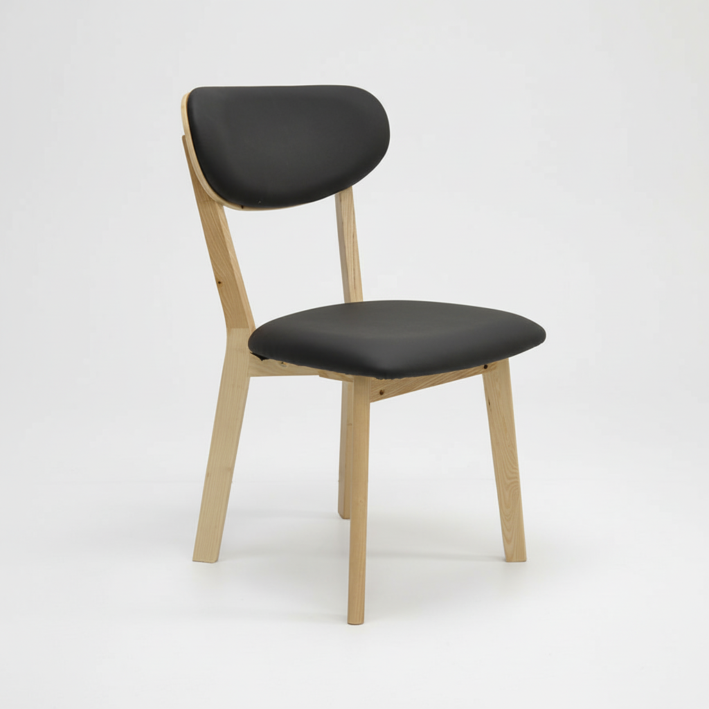 Oliver : Dining Chair Ash Frame with Black Leather