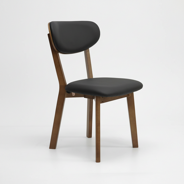 Oliver : Dining Chair Walnut Frame with Black Leather