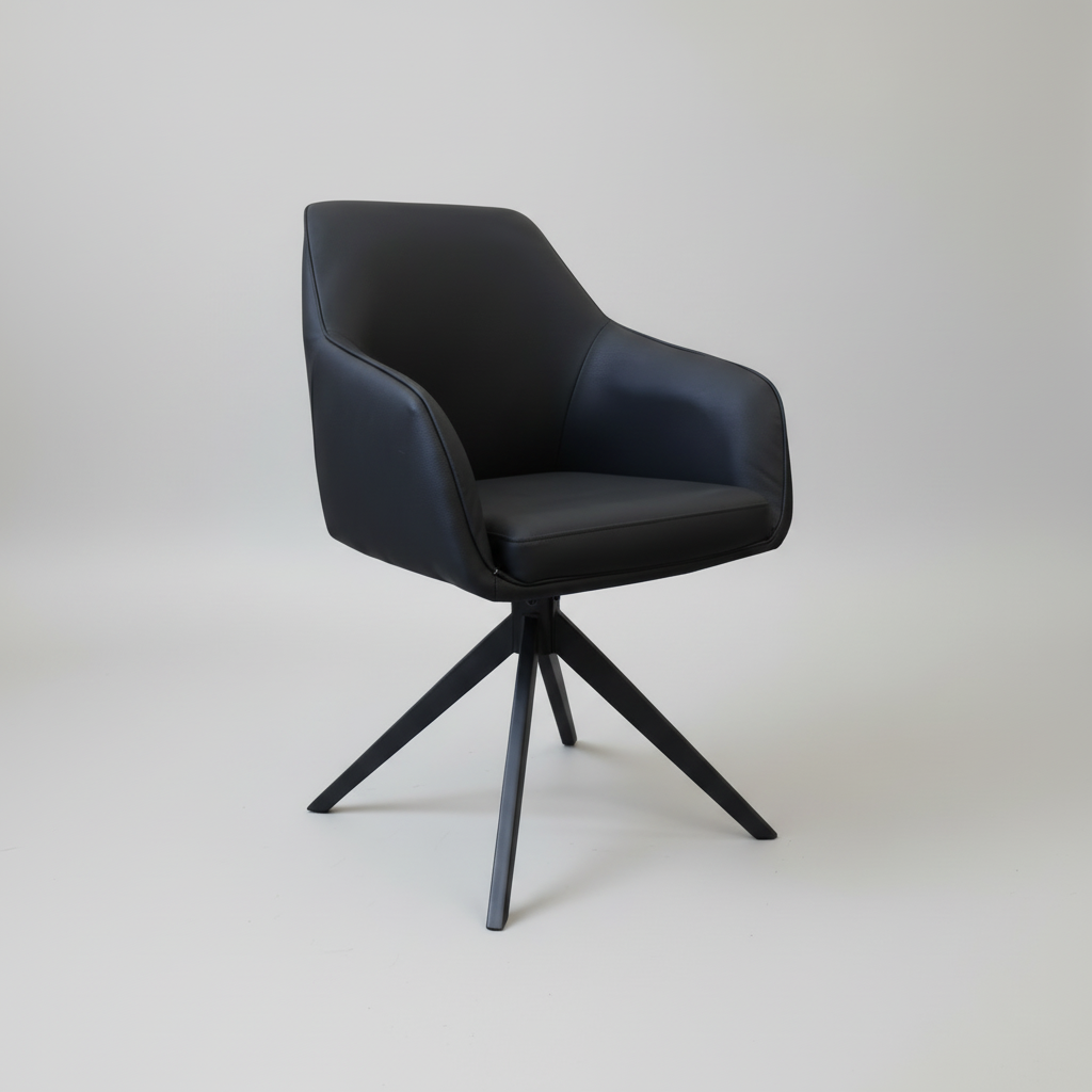Oscar : Swivel Dining Chair Black Eco-Leather