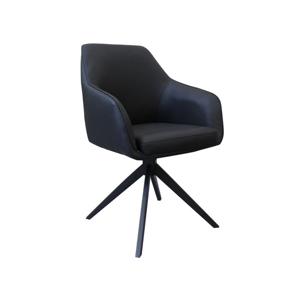 Oscar : Swivel Dining Chair Black Eco-Leather