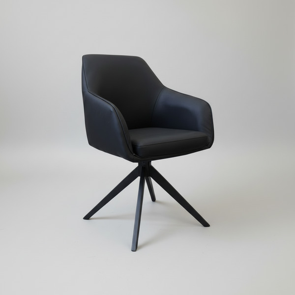 Oscar : Swivel Dining Chair Black Eco-Leather