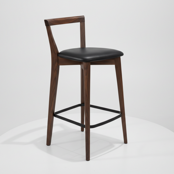 Oslo : Bar Stool Blackwood Black PU Seat