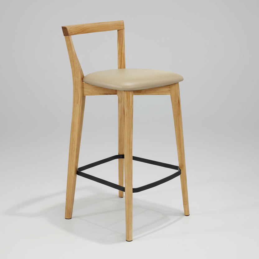 Oslo : Bar Stool Blackbutt Taupe PU Seat