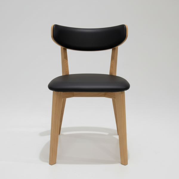Oslo : Timber Dining Chair Black PU