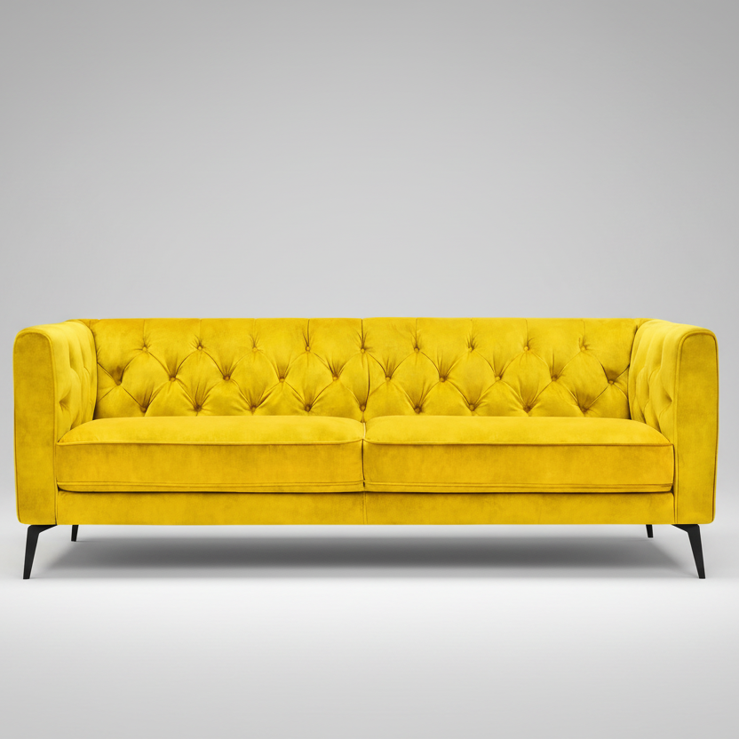 Oxford : Chesterfield Sofa & Belmont Accent Chair in Lemon Velvet