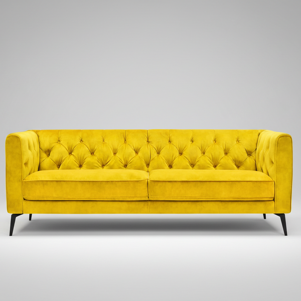 Oxford : Chesterfield Sofa & Belmont Accent Chair in Lemon Velvet
