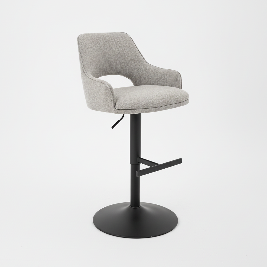 Petra : Bar Stool Light Grey Fabric