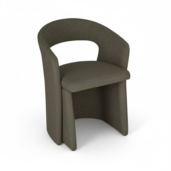 Pisa Dining Chair in Shiitake Tweed Fabric Front Angle