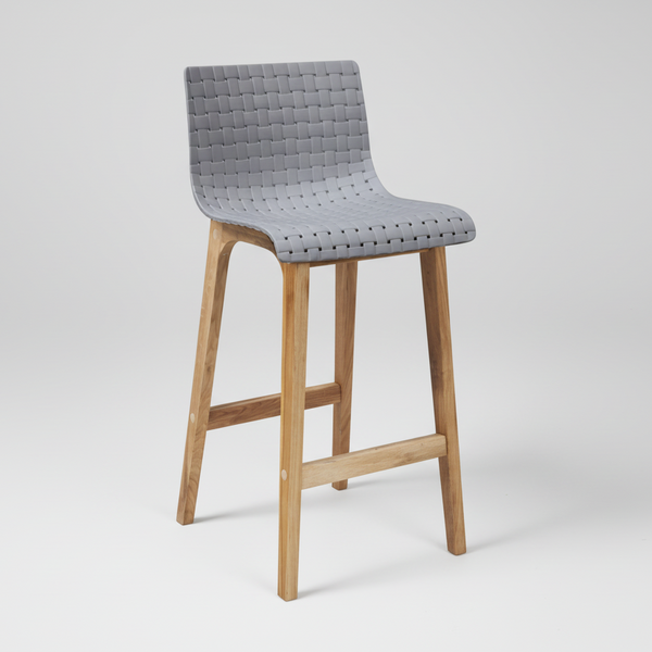 Rhone : Bar Stool Oak Frame / Grey Seat