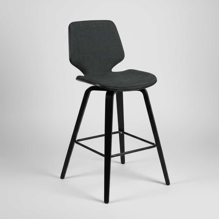 Ryde : Bar Stool Black / Charcoal Fabric