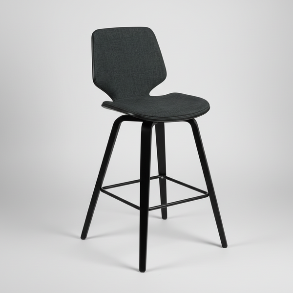 Ryde : Bar Stool Black / Charcoal Fabric