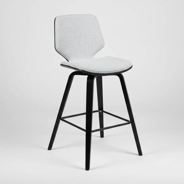 Ryde : Bar Stool Black / Light Grey Fabric