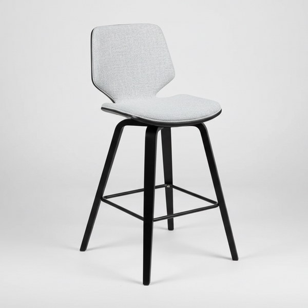Ryde : Bar Stool Black / Light Grey Fabric