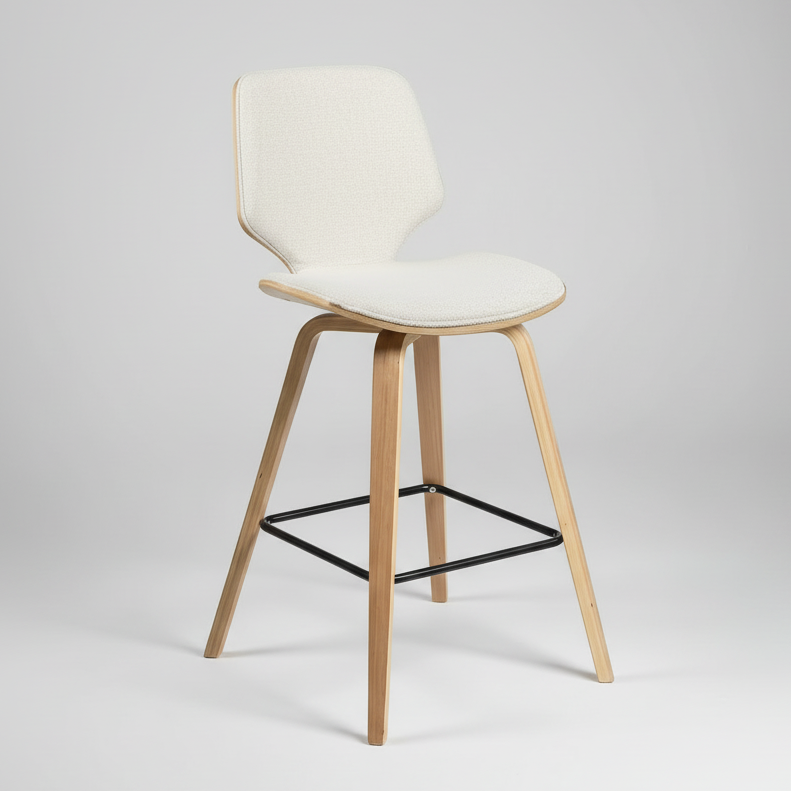 Ryde : Bar Stool Oak / Beige Fabric