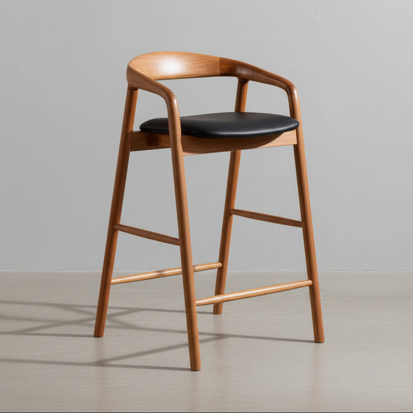 Santarino : Bar Stool Blackbutt Taupe Pu Seat