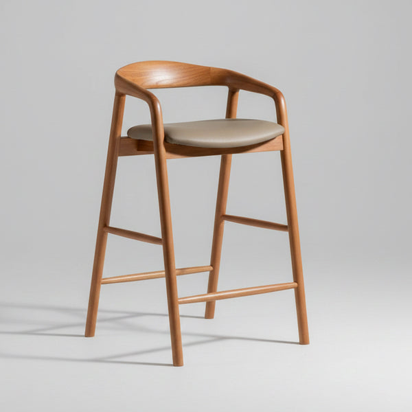 Santarino : Bar Stool Blackbutt Taupe Pu Seat