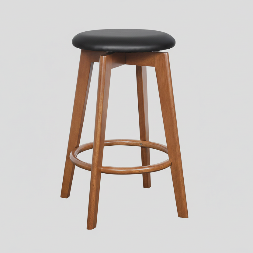 Sandown : Bar Stool Upholstered Seat Light Walnut Frame
