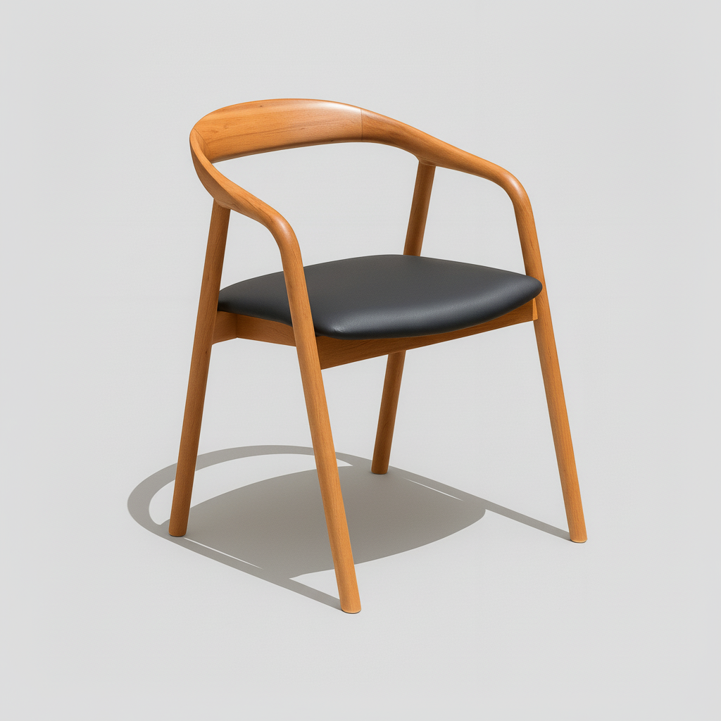 Santarino : Dining Chair Blackbutt Black Pu Seat