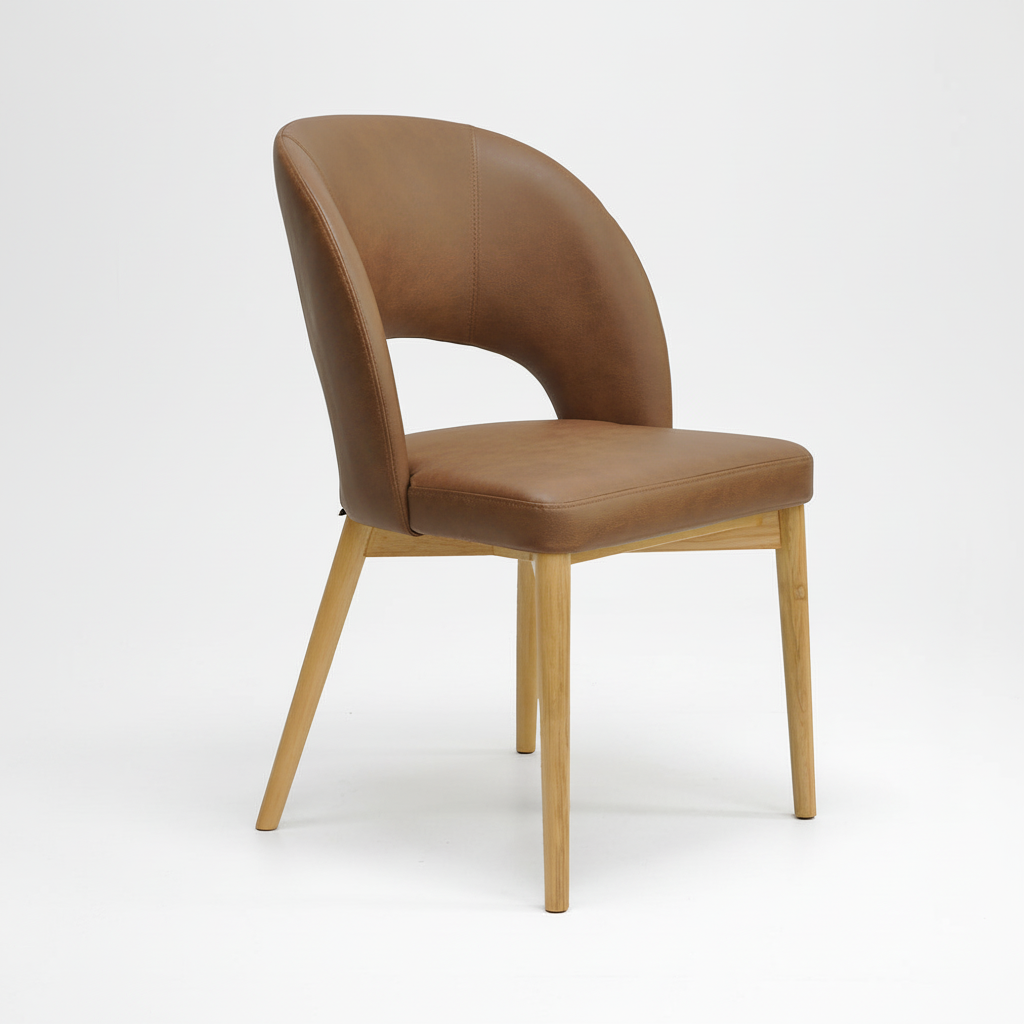 Sarah : Dining Chair Ash Frame with Tan upholstery