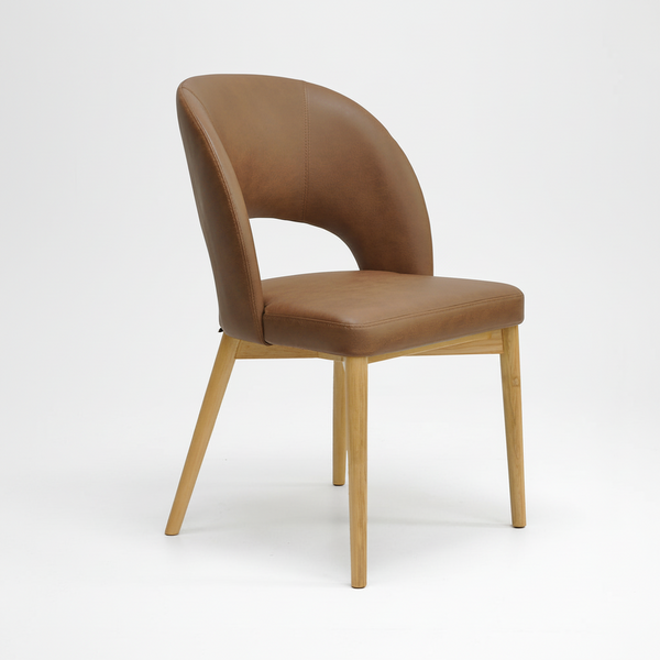 Sarah : Dining Chair Ash Frame with Tan upholstery