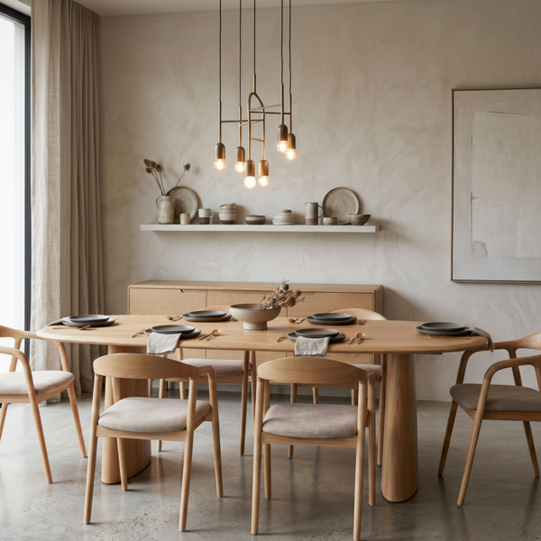 Solaro : Oval Dining Table Natural Oak & Bosino Chairs