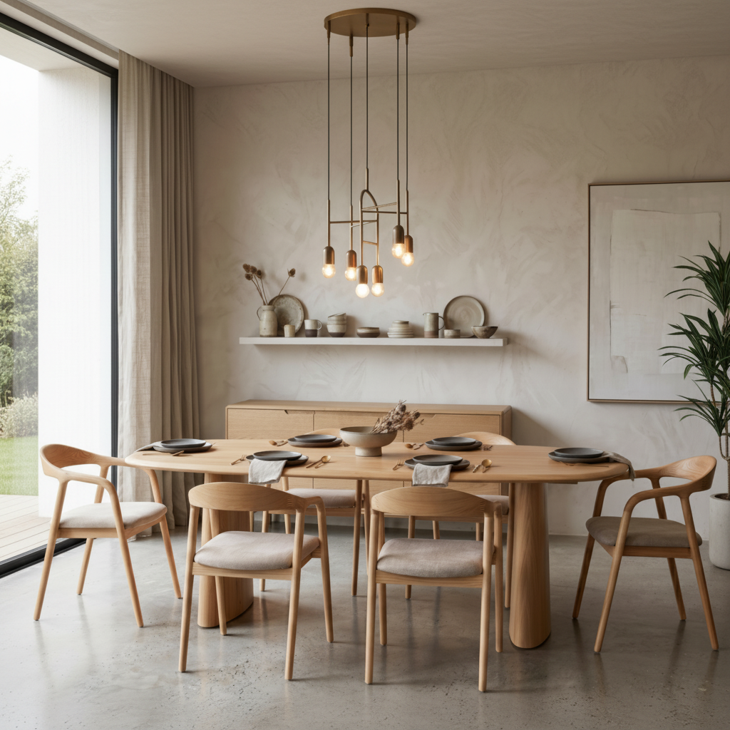 Solaro : Oval Dining Table Natural Oak & Bosino Chairs