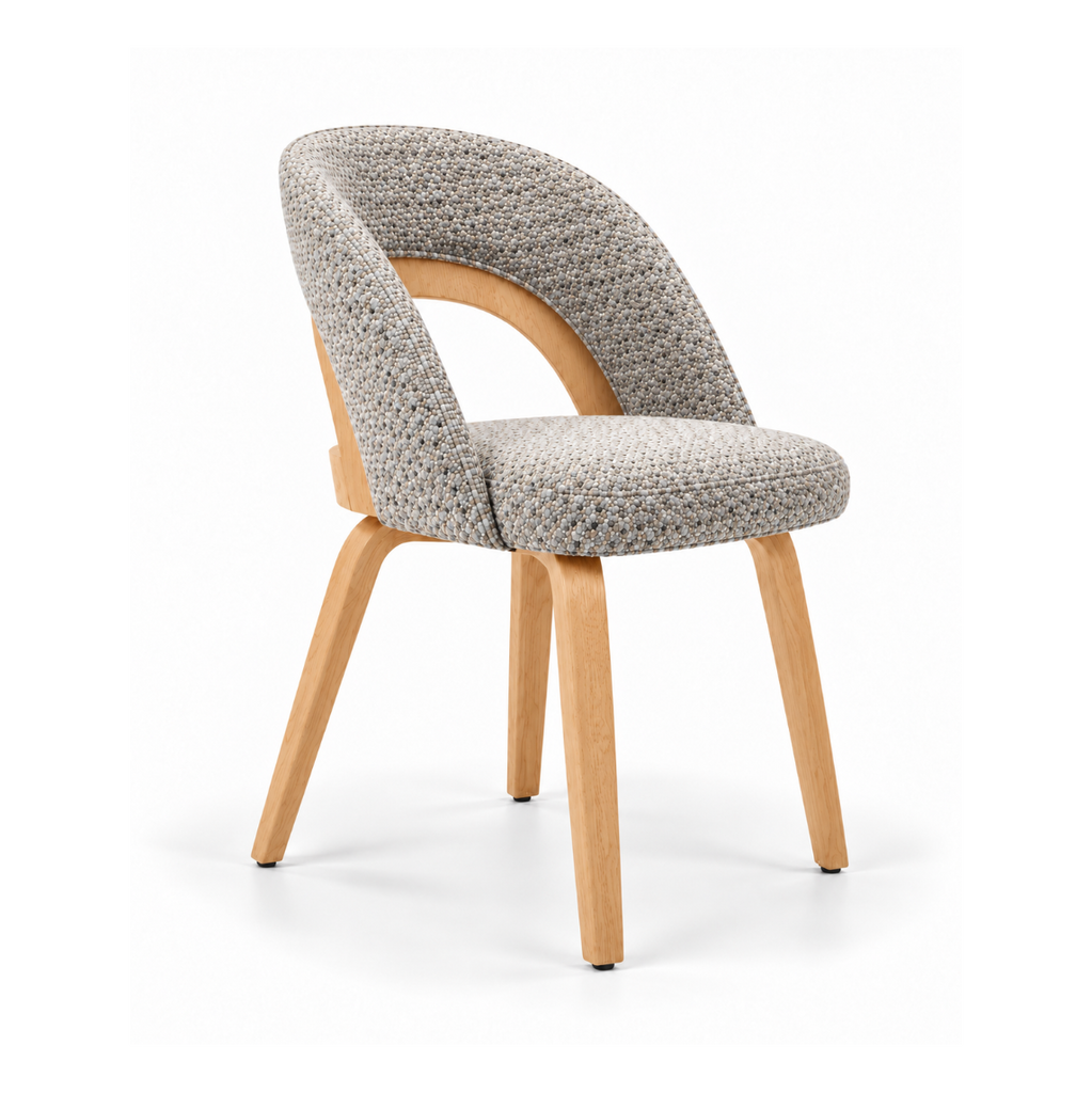 Mina Dining Chair | Pebble Fabric | Oak Frame
