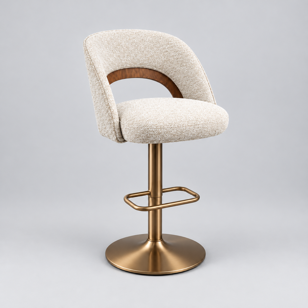 Victoria : Bar Stool Bronze & Whitewash Fabric