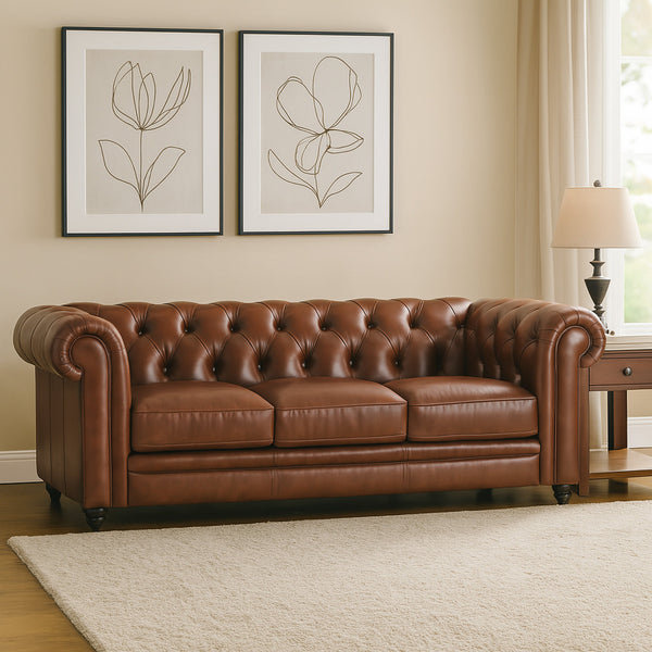 Vintage : Chesterfield Sofa in Leather