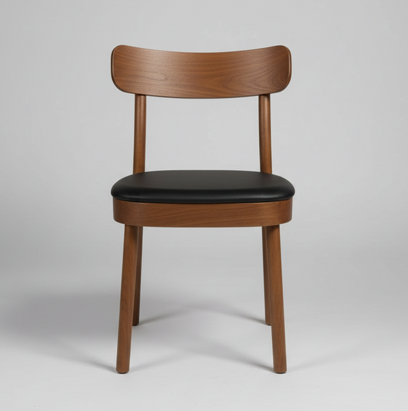 Vue : Dining Chair Light Walnut Frame Black Seat