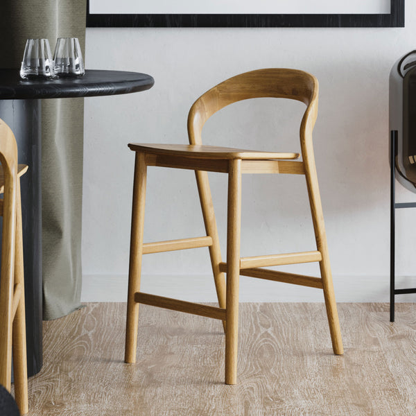 Willow : Bar Stool Natural Oak / Solid Seat