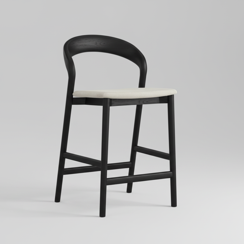 Willow : Bar Stool Black Oak / Fabric Seat
