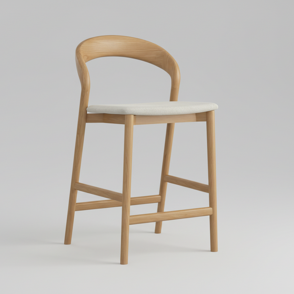 Willow : Bar Stool Natural Oak / Fabric Seat