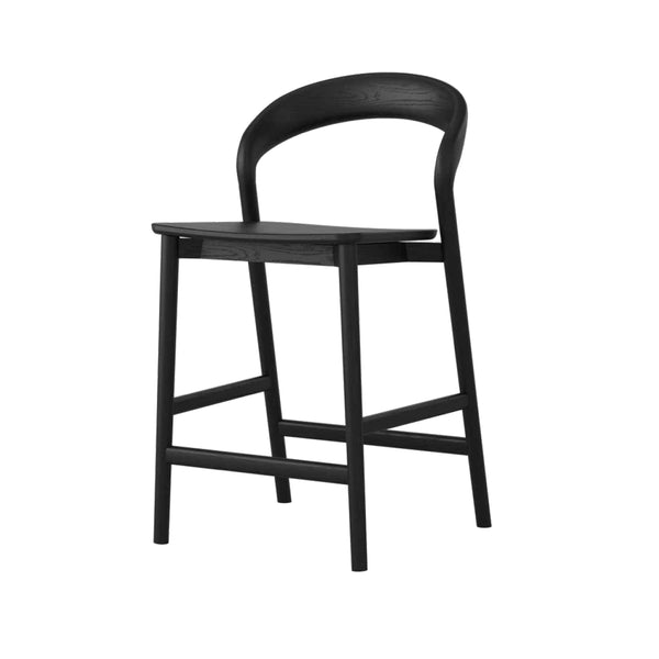 Willow : Bar Stool Black Oak / Solid Seat